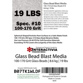 #10 Glass Beads - 19 lb or 8.6 kg - Blasting Abrasive Media (Extra Fine) 100-170 Mesh or Grit - Spec No 10 for Blast Cabinets Or Sand Blasting Guns - Small Beads for Cleaning and Finishing