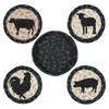 Earth Rugs 29-CB459BA Coaster Set, 5" Round, Black/Natural
