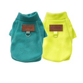 2 Pack/3 Pack Fleece Dog Sweater for Small Dogs Girl Boy, Soft Warm Turtleneck Dog Sweatshirt, Pet Puppy Cat Winter Clothes Apparel Pullover Jumper (A-Green Yellow, Small)