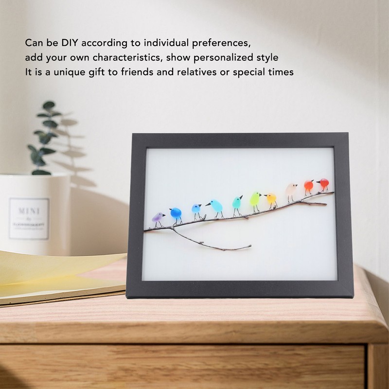 Photo Frame Black Decorative Rugged Multifunctional Sea Glass Birds Picture