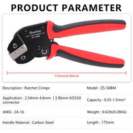 Zhushan JST Connector Kit with Open Barrel Crimper - 590PCS JST-SM Kit Included - AWG 24-16 (0.25-1.5mm²) - Compatible with AMP-TE 2.8/4.0/4.8/6.3, JST-SM2.54/XH2.54/VH3.96 & Molex