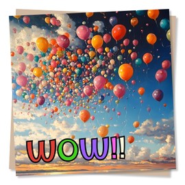 Celebration or Congratulations Card for a Loved One - Wow - Graduation, Exams, Job - Balloons - For a Friend, Best Friend, Loved One, Partner, Child, Son, Daughter, Colleague