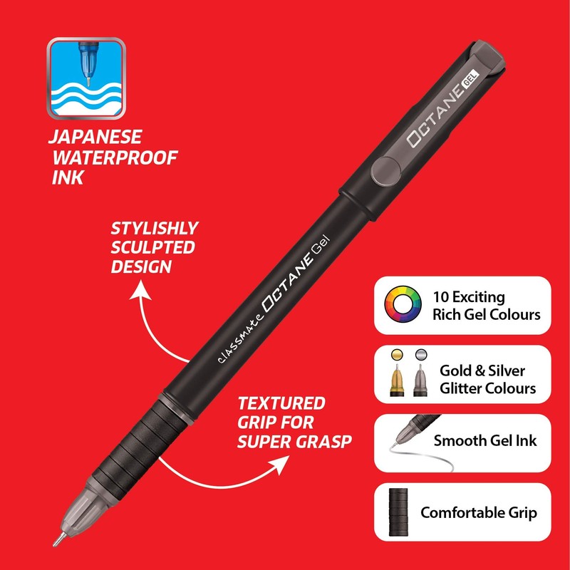 Set of 10 Classmate Octane Colour Burst Gel Pen