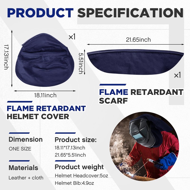 Jecery 2 Pcs Welding Helmet Cover and Helmet Bib Set,