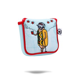 Pins & Aces Chicago Dog Putter Cover - Premium, Hand-Made Leather, Hi Quality Headcover - Chicago Dog Styled, Tour Quality Golf Club Cover - Style and Customize Your Golf Bag (Mallet)