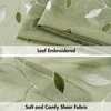 MIULEE Sage Green Sheer Curtains 2 Panels Embroidered Leaf Patterned