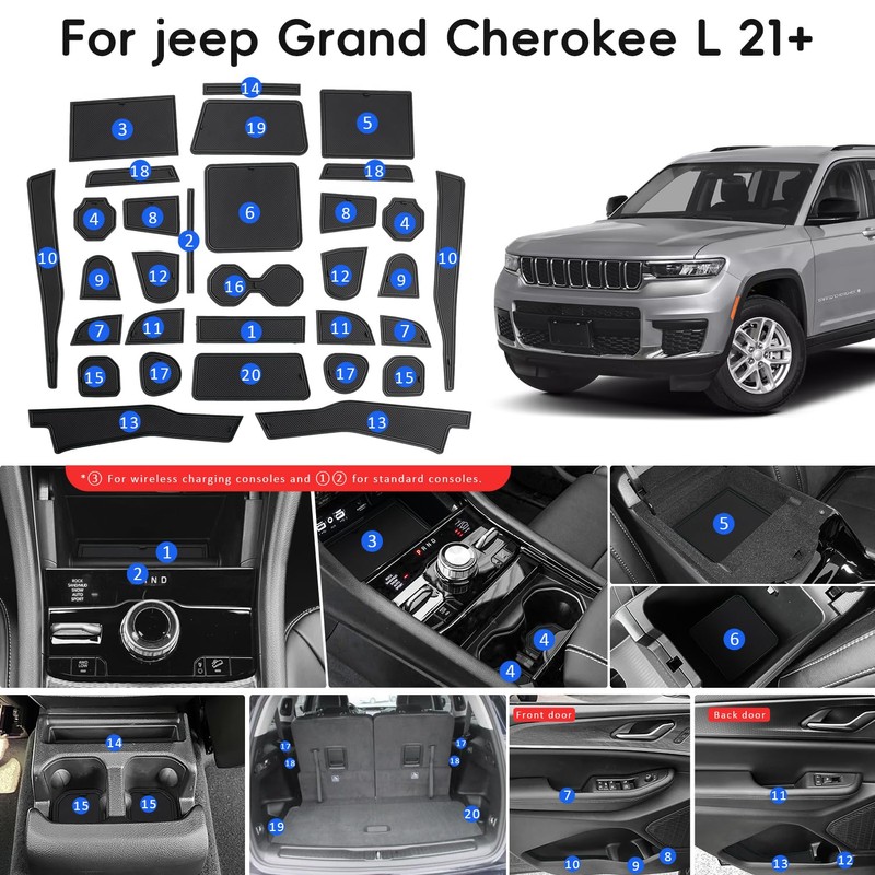 Auovo Center Console Mats Compatible with Grand Cherokee L Accessories