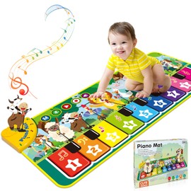 Gralal Piano Mat Baby Toy from 1 2 Years Boy Girl Music Mat 10 Animal Sounds and 9 Piano Keys Children's Toy from 1-3 Years, Gift 1 2 Year 1st Birthday Boy Girl Motor Skills Toy