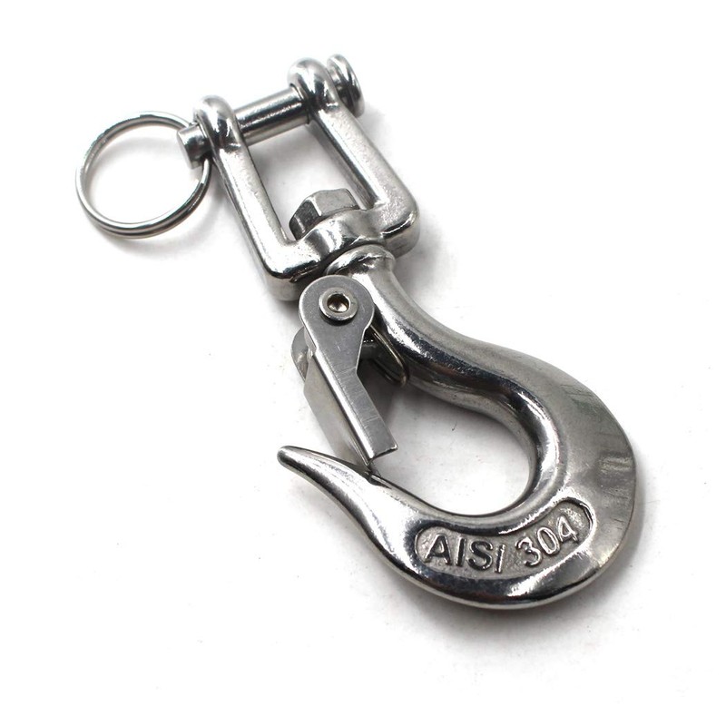 304 Stainless Steel Lifting Hook with Locking Heavy Duty Lifting