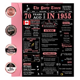 70th Birthday Cards, 70th Black Pink Birthday Decorations, Best 70 year old Birthday Gifts for Women Grandma, Happy Birthday Cards for Mother