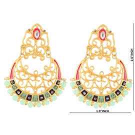 Efulgenz Indian Bollywood Rhinestone Faux Pearl Dangle Chandbali Earring Set Bridal Wedding Jewelry for Women