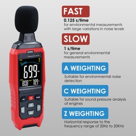 Decibel Meter Sound Level Meter, High Accuracy db Meter Classroom Noise Meter with A/C/Z Weighted, spl Meter with Logging 30-130dB Audio Noise Measure Device with Data Hold Backlight