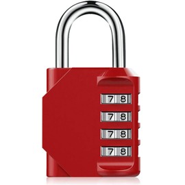 BeskooHome Combination Padlock, 4 Digit Waterproof Heavy Duty Padlock with Code for Gym Locker, School Locker, Toolbox, Garage, Backyard Gate, Shed (1 Pack Red)