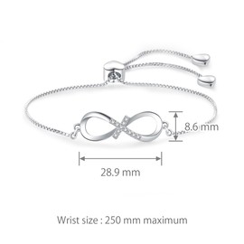 SBI Jewelry God Love Forever Cross Charm Bracelet for Women Jesus Bible Clear CZ Wife Mum Sister Daughter Heart Family Infinity Birthday Anniversary