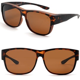 CREYESTAL Polarised Over-Top Sunglasses with Anti-Reflection, Over Glasses Sunglasses for Glasses Wearers, Ultralight, Men, Women, 100% Anti-UV, Brown glasses with anti-reflective treatment