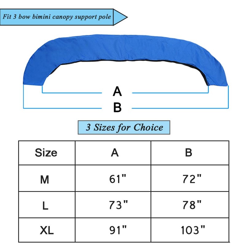 Boots Bimini Top Storage Boat Cover for 3 Bow Support