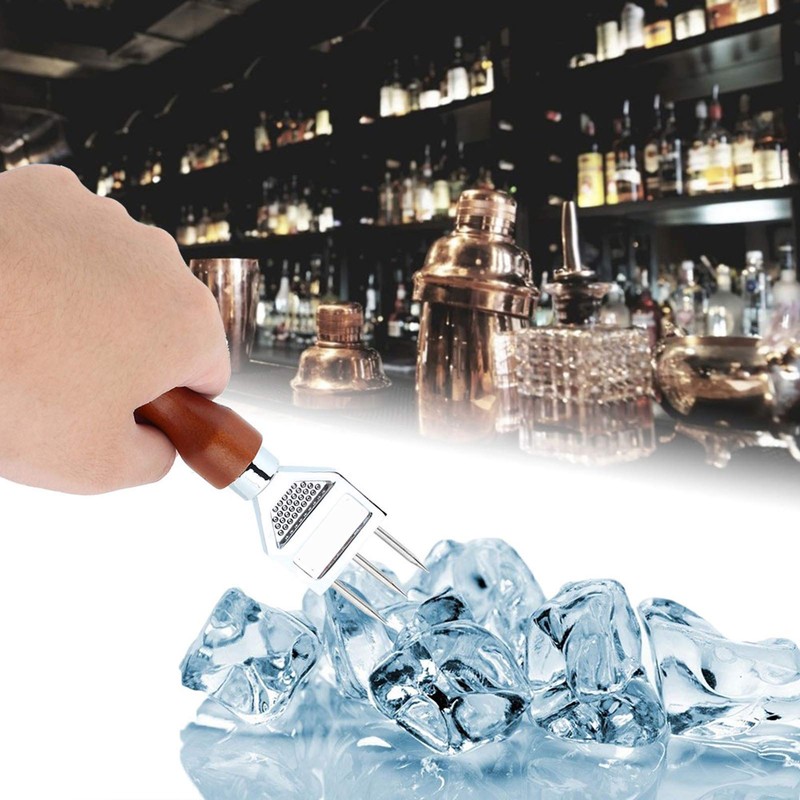 Stainless Steel Ice Crusher with Wooden Handle, Ice Axe Set,