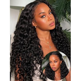 UNICE Bye Bye Knots Wig Mixed Curls Water Wave and Jerry Curly Fluffy Wig 13X4 Lace Front Pre Everything Drawstring Wigs Glueless Human Hair Pre Plucked Pre Cut Bleached Knots 150% Density 20 Inch