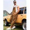 Yuanbang Overalls for Men Denim Jumpsuit Brown Bib Coveralls with
