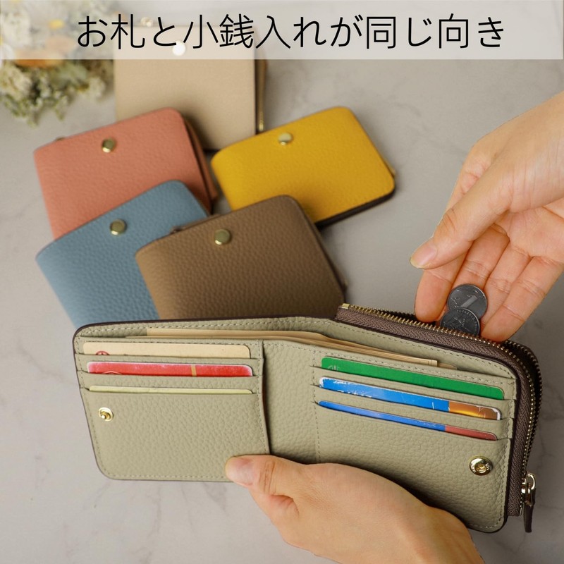 MR FONE Women's Mini Wallet, Genuine Leather, Bi-fold Wallet, Compact,