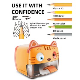 ZMOL Pencil Sharpeners，Heavy Duty Sharpeners for Classroom，Cute Plug in for Kids,Auto-Stop Pencil Sharpeners for No.2 / Colored Pencil