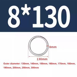 1pc 304 Stainless Steel Big O Ring 130mm 140 150 160 170 180 190 200 250 300mm Outside Diameter 8mm Thickness Welded Round Ring (300mm)