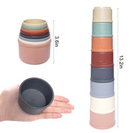 Hmxpls 8 Pcs Stacking Cups for Rabbits, Multi-Colored Bunny Toys of Different Sizes, Nesting Cups Toys for Small Animals Hiding Food and Playing