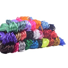 KONMAY 15 Colors Mixed 150 Yards 2.5mm Nylon Rattail Satin Silk Trim Cord Beading String for Chinese Knotting, Kumihimo, Beading, Macramé, Jewelry Making