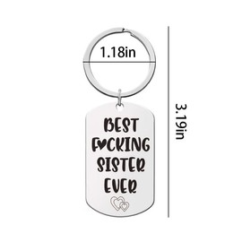 Tofwaol Best Sister Ever Keychain Gift for Sisters Gifts from Sister Birthday Present for Little Sisters Gifts from Big Sis Unbiological Sis Key Chain from Brother