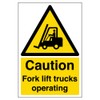 V Safety Caution Fork Lift Trucks Operating Warning Sign -