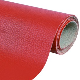 Osunnus Faux Leather Vinyl Upholstery Fabric by The Yard 55" W Soft Synthetic Leather Material Sheets for Furniture Marine DIY Crafts Sewings, 1 Yard 36" Red