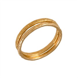 Stacking Rings Gold Wedding Band Thin Set of 2 Gold Rings