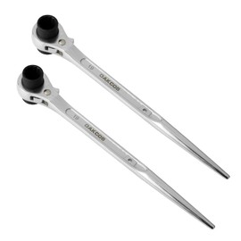 DAKCOS 2 Pieces 19mm×22mm OR 3/4"×7/8" 12 Point Double Ended Socket Ratcheting Podger Scaffold Spud Wrench,Silver