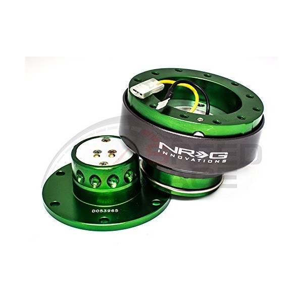 NRG Steering Wheel Quick Release Kit - Generation 2.0 - Green with Titanium Ring SRK-200GN