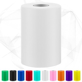 Keadic 100 Yards 6 Inches White Tulle Fabric Roll, 300 feet Fabric Spool Organza Ribbon for Craft Supplies Christmas Birthday Party Wedding Decorations (White)