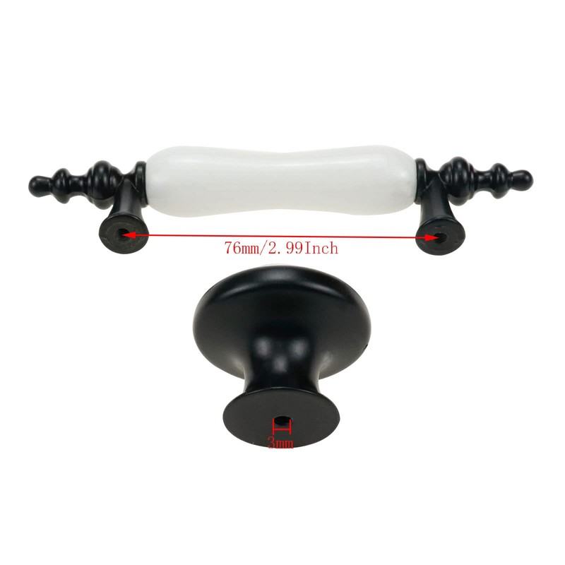 Mewutal 8 Pack Ceramic Drawer Pulls, Black & White Dresser
