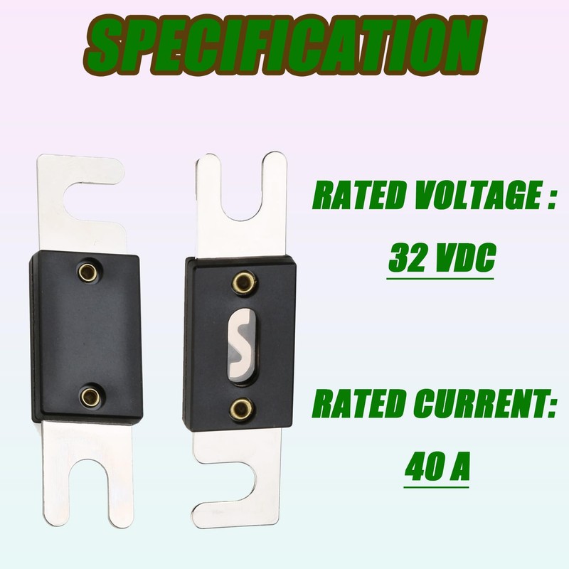 SIGANDG 40 Amp Nickel Plated ANL Fuses for Car Audio