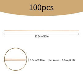 Tabanzhe 100 Pieces Wooden Sticks - Natural Long Square Balsa Wood for Craft, DIY, Woodcraft Decor and Model Making,Unfinished Wood Dowels Strips