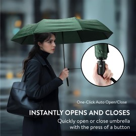 SWISSONA Umbrella, Windproof, Lightweight and Compact, Automatic Open-Close Including Umbrella Bag, Pocket Umbrella, Travel Umbrella, Outdoor Umbrella, Automatic Umbrella, dark green