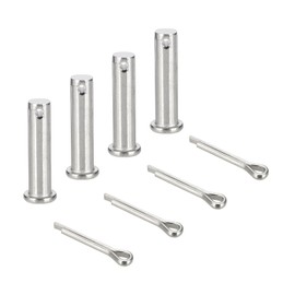 uxcell 4Pcs M12x50mm Clevis Pins, 304 Stainless Steel Single Hole Flat Head Hitch Fastener Lock Systems with Cotter Pins for Furniture Installation Trailer Lawn Mower, Silver