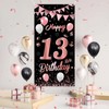 13th Birthday Banner,BTZO 13th Birthday Decorations Fabric Backdrop,Rose Gold Black