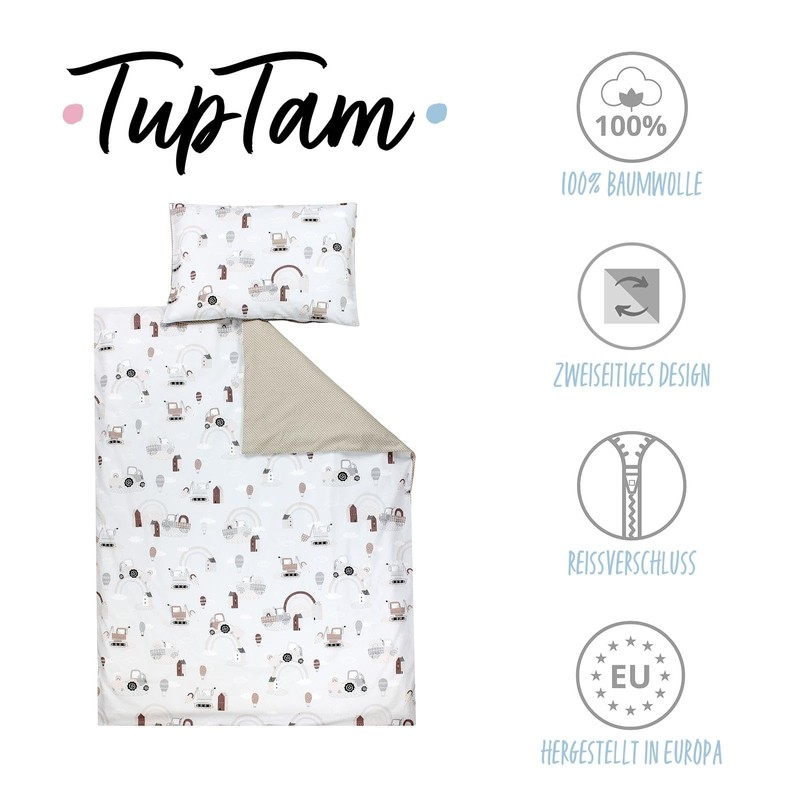 TupTam Children's Bed Linen Patterned 2-Piece Reversible Bed Linen, Colour: