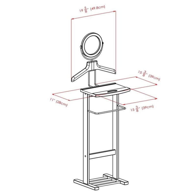 Pemberly Row Transitional Solid Wood Valet Stand with Mirror in