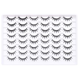 Azenlo False Eyelashes 24 Pairs Faux Mink Lashes 14mm Wispy Lashes 3D Fluffy Cat Eye Lashes （style 067)