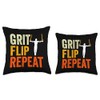 Grit Flip Repeat Artistic Gymnastic Rings Passion Throw Pillow