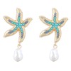 Starfish Shell Earrings for Women Gold Summer Beach Pearl Drop