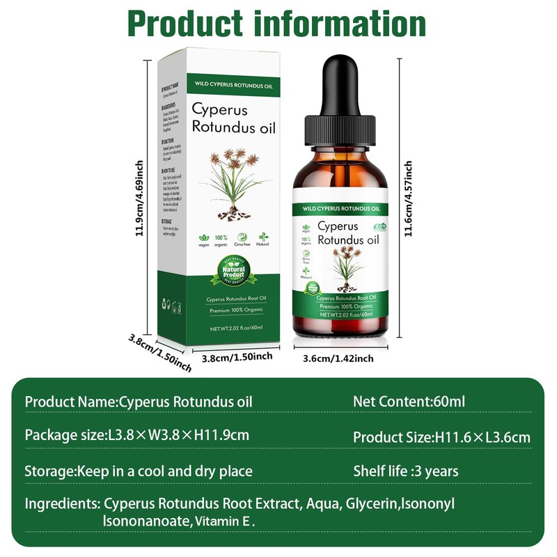 Cyperus Rotundus Oil,Cyperus Rotundus Oil For Hair Removal (Green, 60ml)