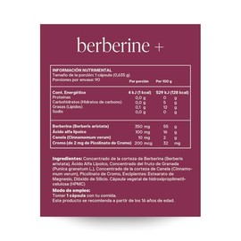 RESET WELLNESS | BERBERINE + BERBERINA, Ácido Alfa Lipoico, Cromo y Canela, 90 cápsulas 635 mg