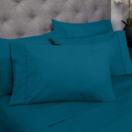Sweet Home Collection Queen Sheets-6 Piece 1500 Thread Count Fine Brushed Microfiber Deep Pocket Set-EXTRA PILLOW CASES, VALUE, Teal