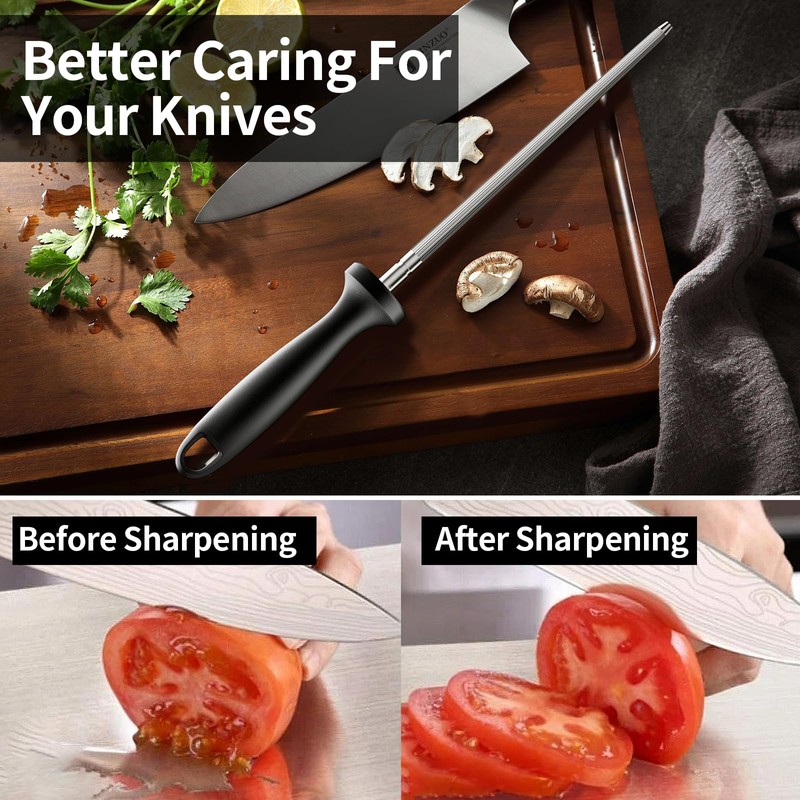 Knife Sharpener Rod, Kitchen Knives Sharpener Carbon Steel Professional Knife